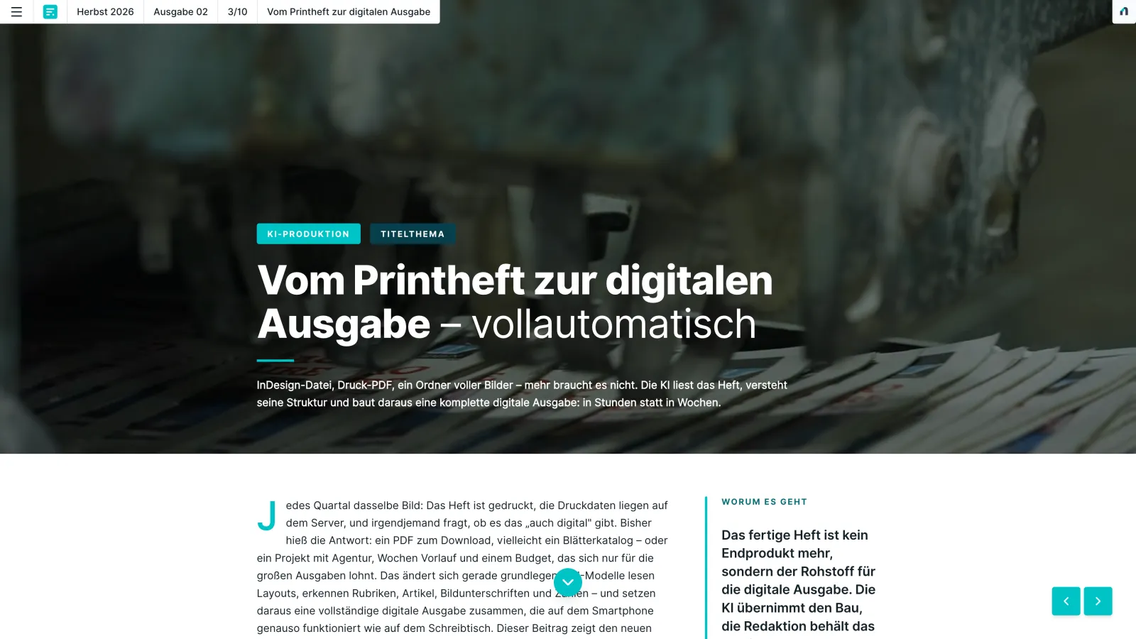 Artikel „Vom Printheft zur digitalen Ausgabe“